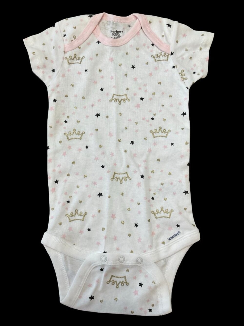🌻10/$25 - White/Pink Crown Print Onesie